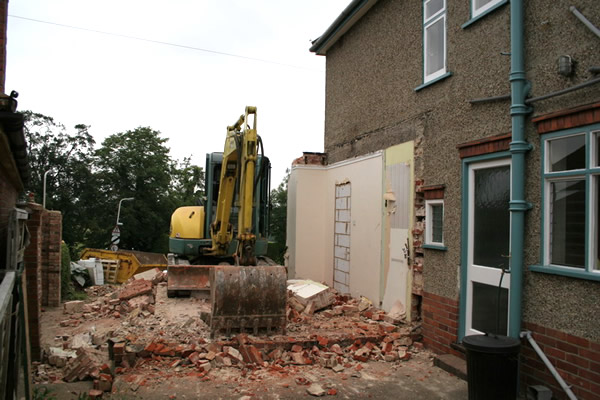 Here we have started knocking down the existing garage and extension.